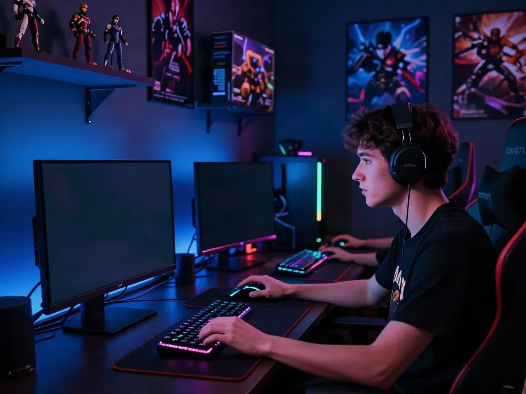 Không gian chơi game tuyệt vời với thiết bị vvwin và ánh sáng neon