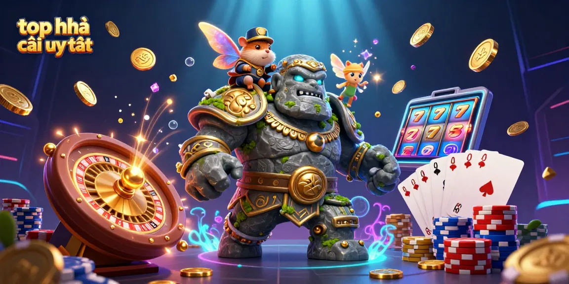 Experience top nhà cái uy tín in action with a vibrant 3D gambling scene, showcasing exciting game elements.